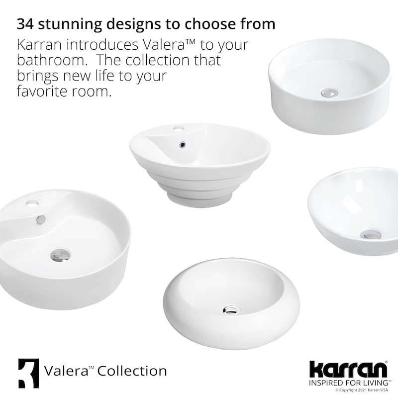 Karran Valera 16" Vitreous China Vessel Bathroom Sink in White