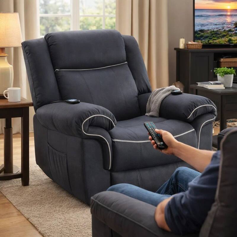 Seru Power Motion Lift and Recliner Chair, Heated Massage, Dark Gray