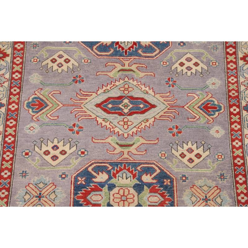 Kazak Oriental Area Rug Handmade Traditional Grey Wool Carpet - 5'0" x 6'8"