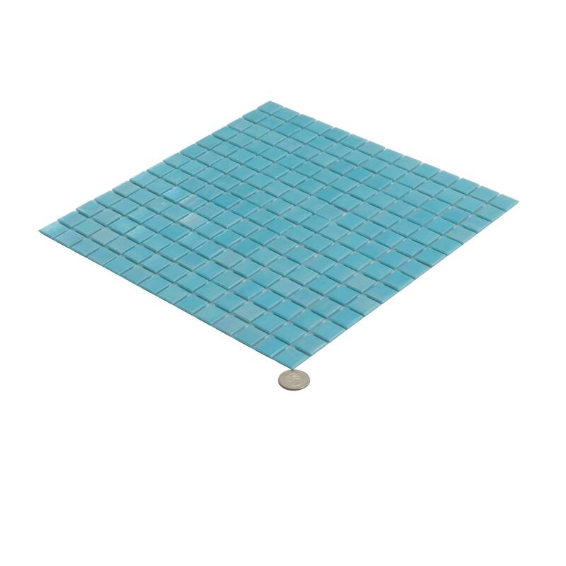 Apollo tile 12" x 12" Nacreous Glossy Cyan Blue Glass Tile (20 sq ft/case) - 20 Pack