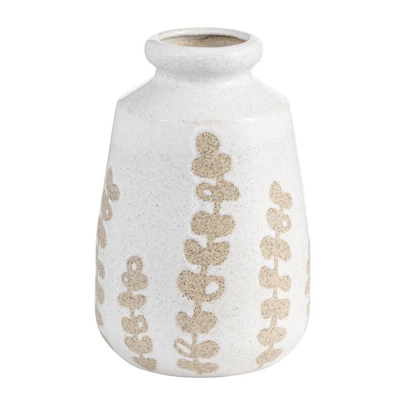 Sagebrook Home Decorative Ivory Botanical Floral Ceramic Vase