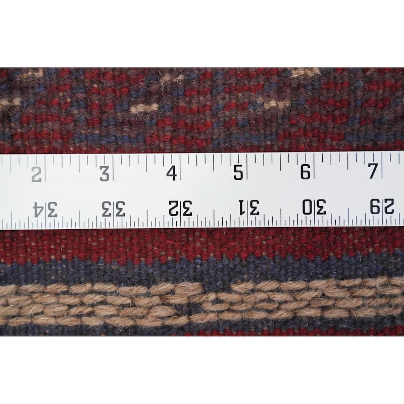 Hand Knotted Oriental 100% Wool Carpet Traditional Tribal Navy Blue & Blues Balouch Runner Rug - 7' 7'' X 1' 10''