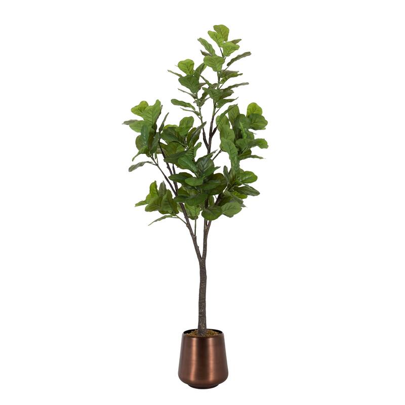 Kate and Laurel Fidmont Faux Fiddle Fig Tree - 6ft - Bronze