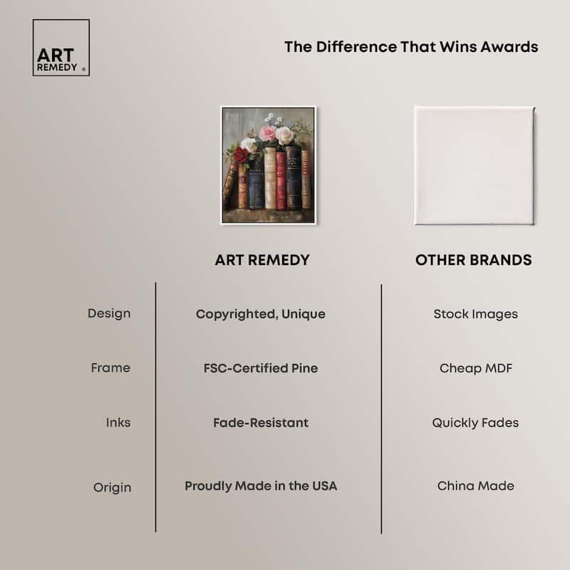 Bookshelf Bouquet I Canvas by Art Remedy