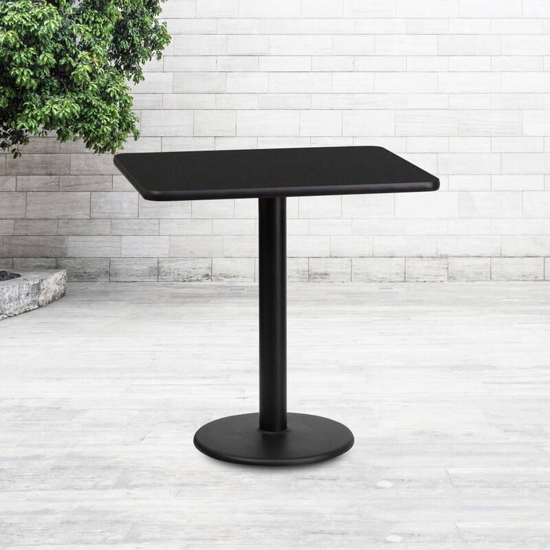 24'' x 30'' Rectangular Laminate Table Top with 18'' Round Table Height Base - 24"W x 30"D x 31.125"H - Black