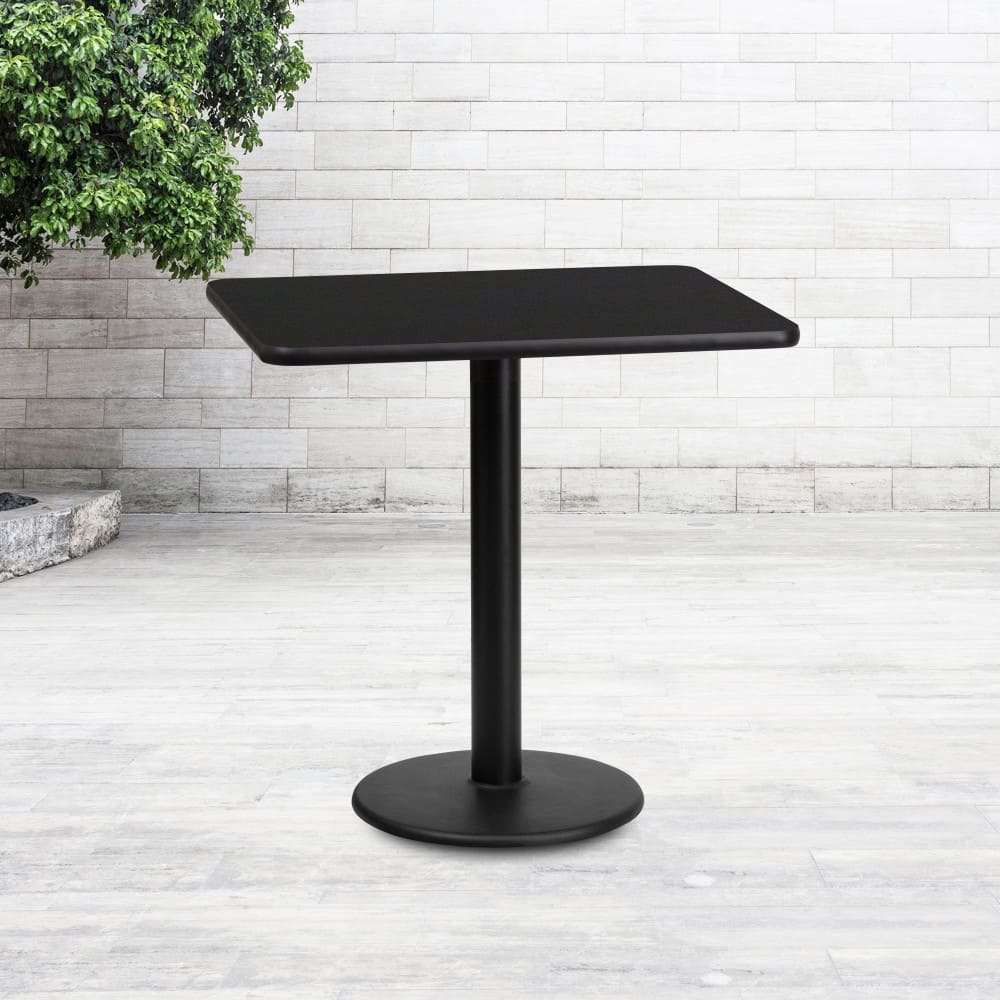 24'' x 30'' Rectangular Laminate Table Top with 18'' Round Table Height Base - 24"W x 30"D x 31.125"H