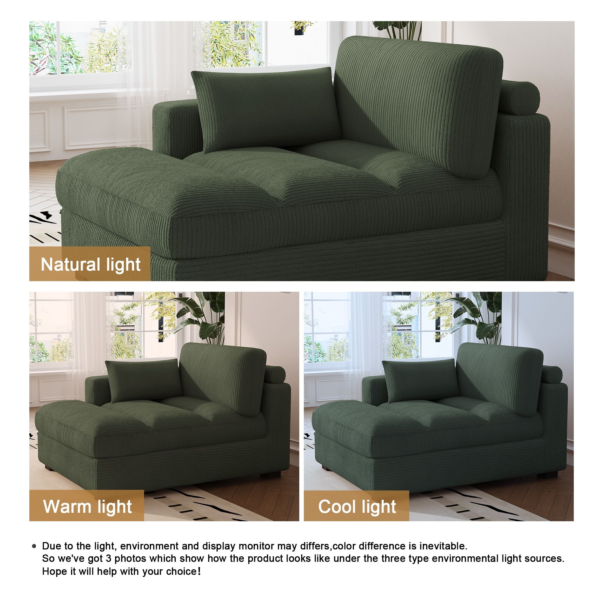 Left and Right Sectional Sofa Set Chaise Lounge Sofa Chair - Light Grey Right