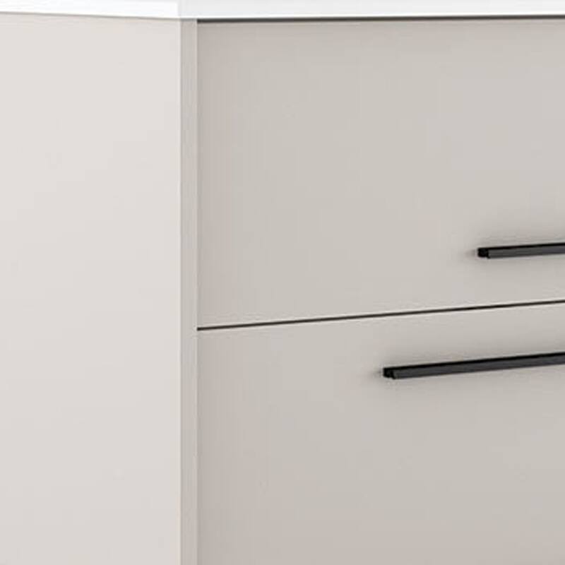 HomeRoots 32" Tan Wood Floating Bathroom Vanity With White Sink And Two Drawers - 32.00 in. x 24.60 in. x 21.60 in.