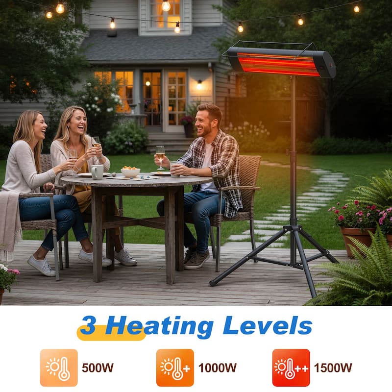1500W Patio Heater with Wall, Ceiling, or Tripod Mount