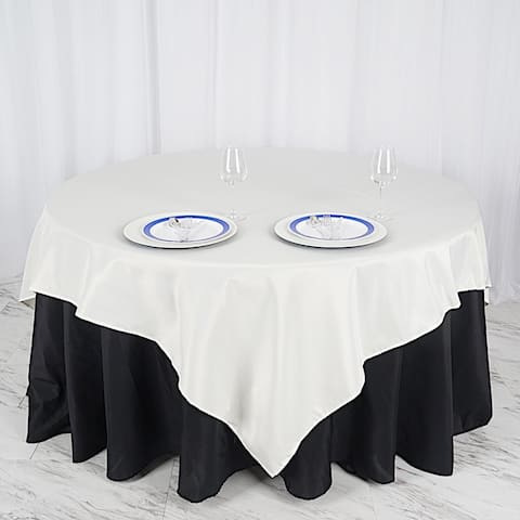 12 Pcs Tablecloths Polyester Dinner Party Linens 90" x 90" Ivory