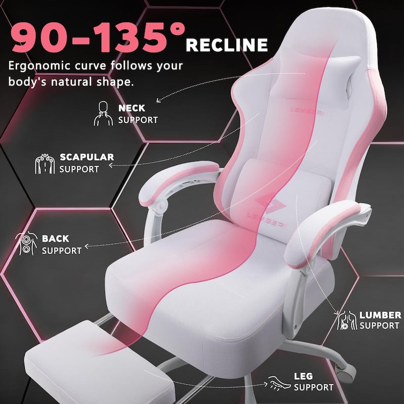 Bossin Gaming Chairs with Footrest, Big and Tall Chair 350lb Capacity, Racing Style Computer Chair with Ergonomic Lumbar Support