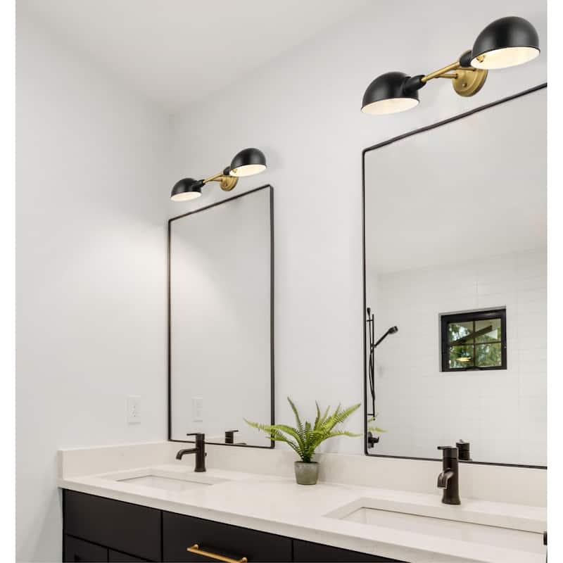 Westinghouse Lighting Langhorne Two Light Wall Fixture, Matte Black and Brushed Brass Finish - 2-Light
