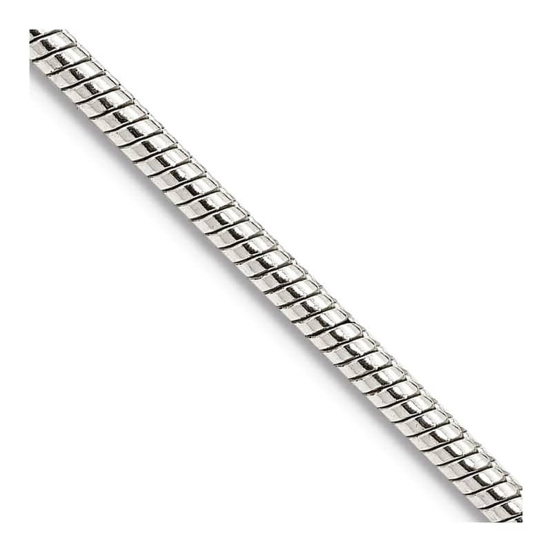 Curata 925 Sterling Silver Solid 2mm Round Snake Chain Necklace (Lobster)