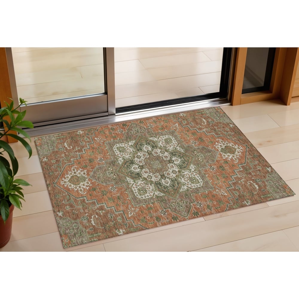 HomeRoots Oriental Traditional Rectangle Outdoor Rug