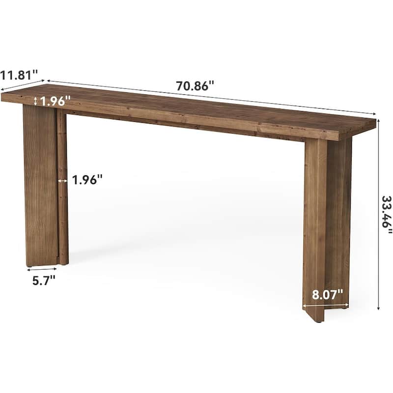 70.9-Inch Narrow Long Farmhouse Solid Wood Console Sofa Table - 70.9"W x 11.81"D x 33.46"H