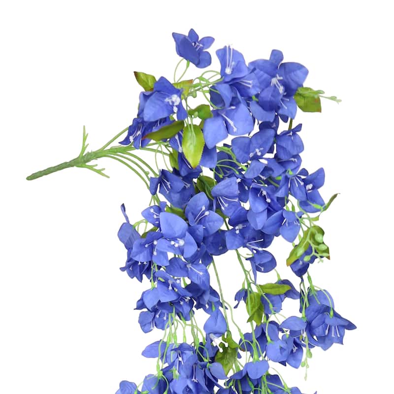 Blue Artificial Bougainvillea Flower Stem Hanging Spray Bush 50in - 50" L x 8" W x 8" DP