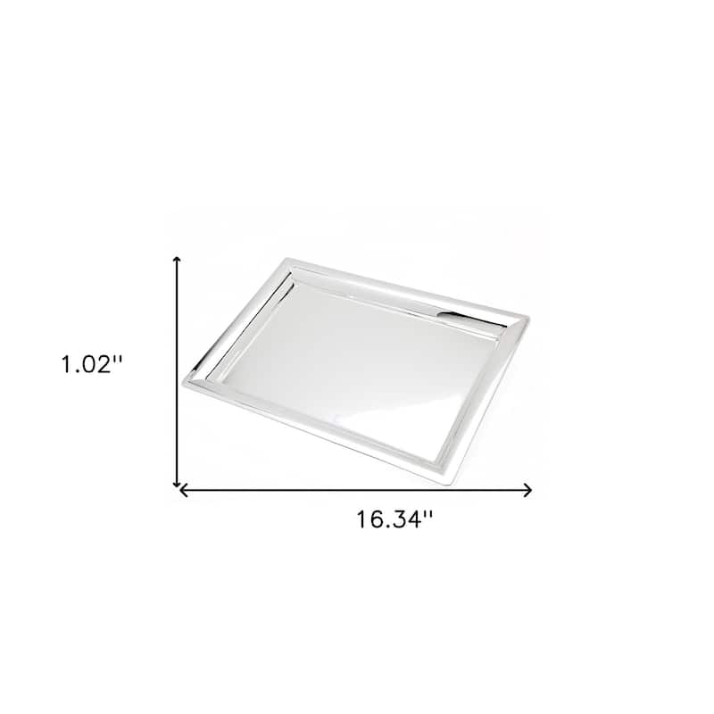 HomeRoots 16" Silver Stainless Steel Serving Tray