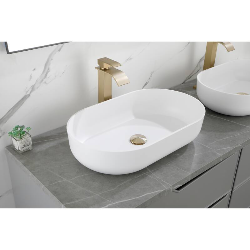 Modern 24-Inch Acrylic Bathroom Sink with Hydrophobic Surface, Non-Porous and Durable Design - 24in L