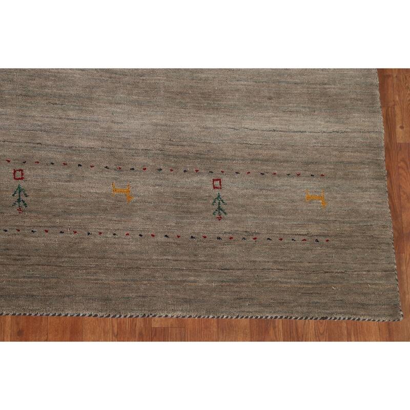 Tribal Gabbeh Indian Area Rug Hand-Knotted Wool Carpet - 7'10"x 9'10"