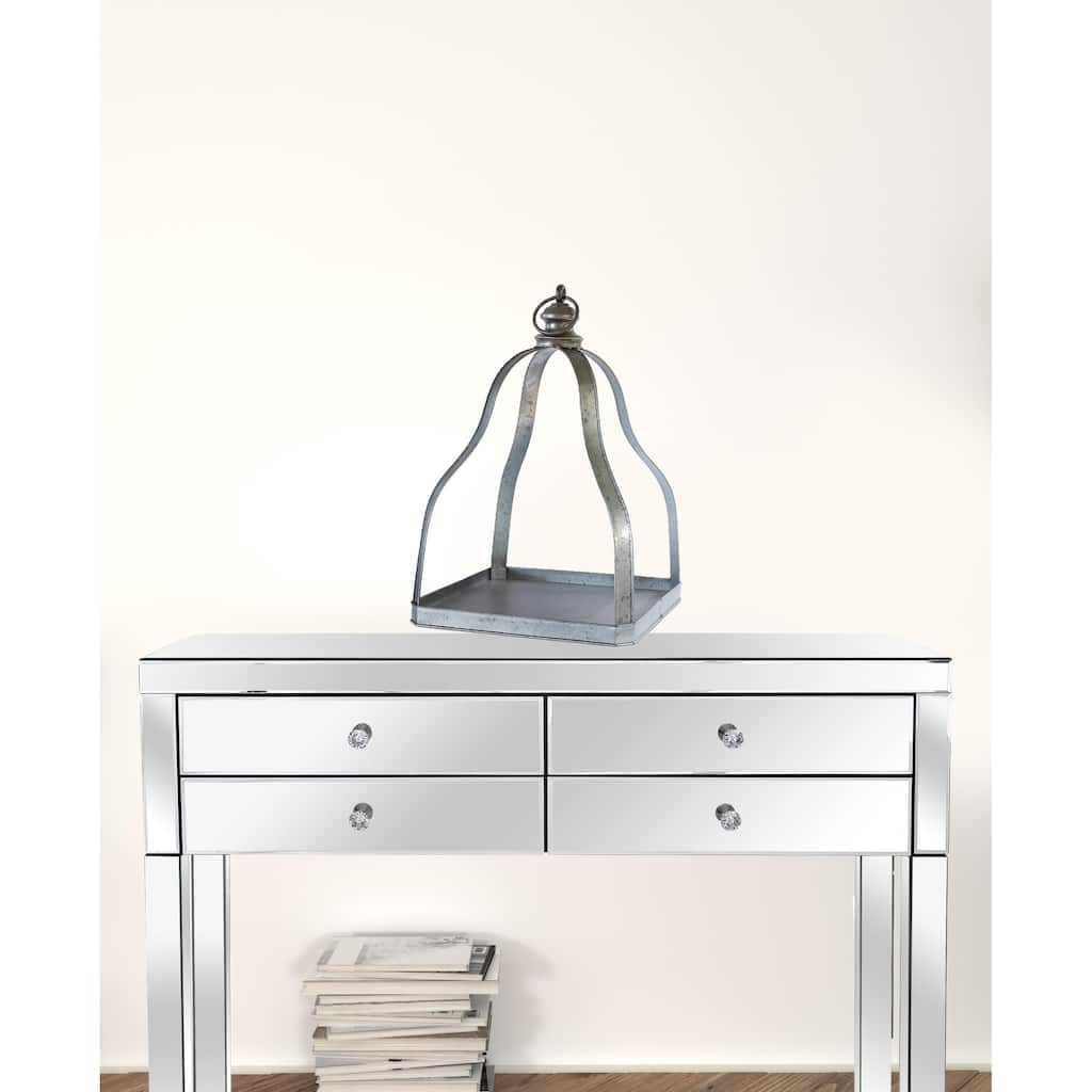 HomeRoots Set Of Two Gray Flameless Floor Lantern Candle Holder - 24