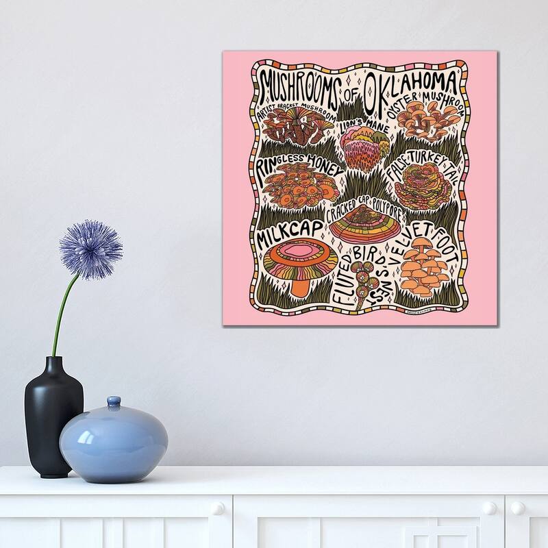 iCanvas "Mushrooms Of Oklahoma" by Doodle By Meg Canvas Print - 18x18x1.5