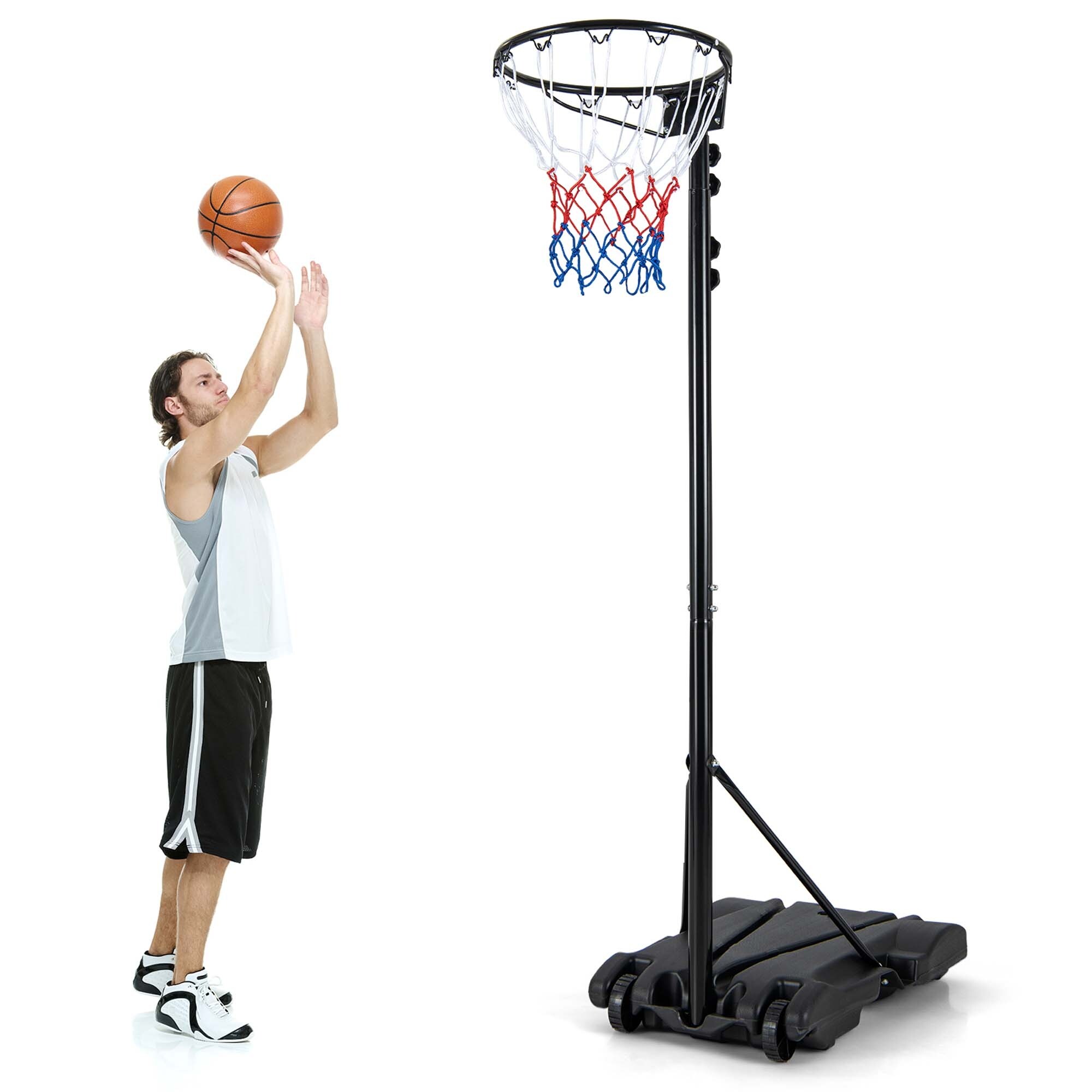 Costway 8.5-10FT Adjustable Basketball Hoop Goal with Fillable 
