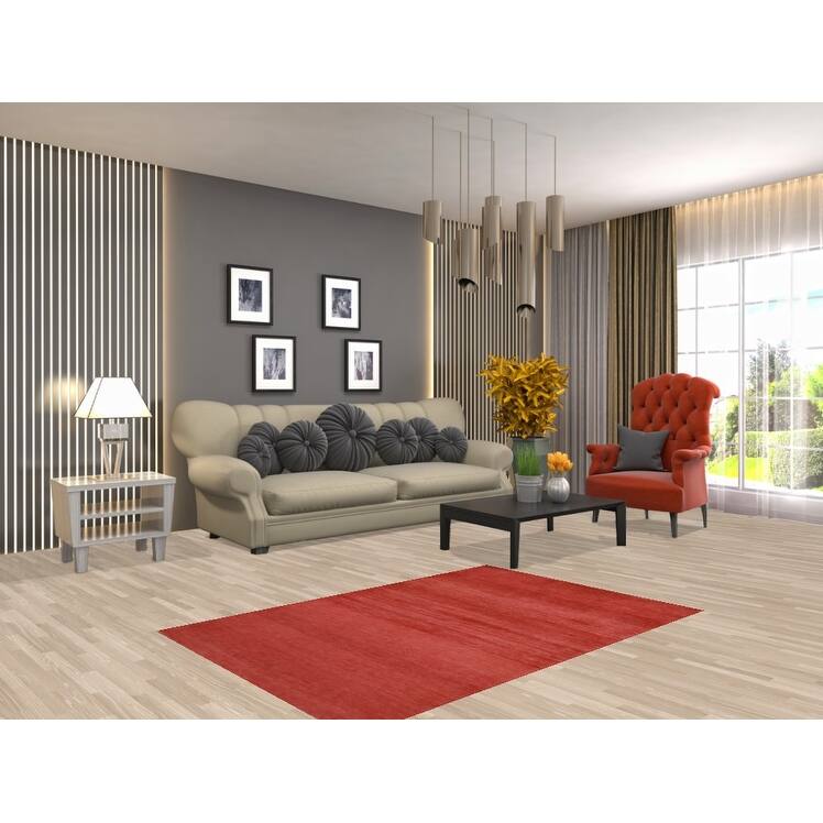 Modern Red Gabbeh Oriental Rug Handmade Wool Carpet - 3'4" x 5'0"