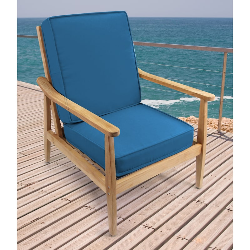 Sunbrella 22" x 45" Blue Solid Outdoor Deep Seat Chair Cushion Set with Ties - 45'' L x 22'' W x 4'' H - Canvas Regatta