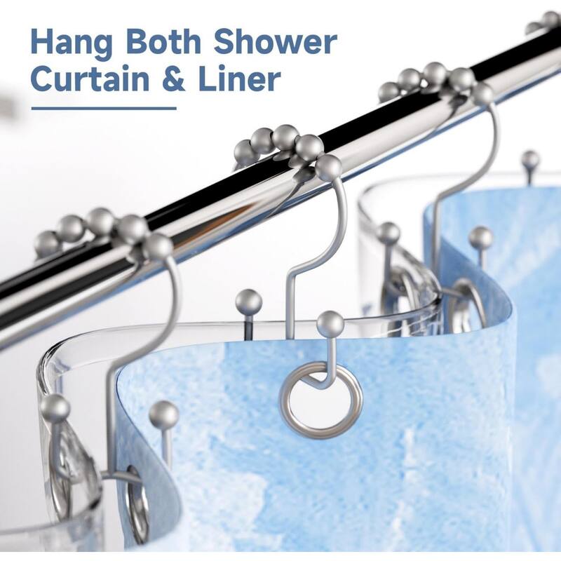 Rust-proof Metal Double Sliding Shower Hooks for Bathroom Shower Rods and Curtains, 12 Pack