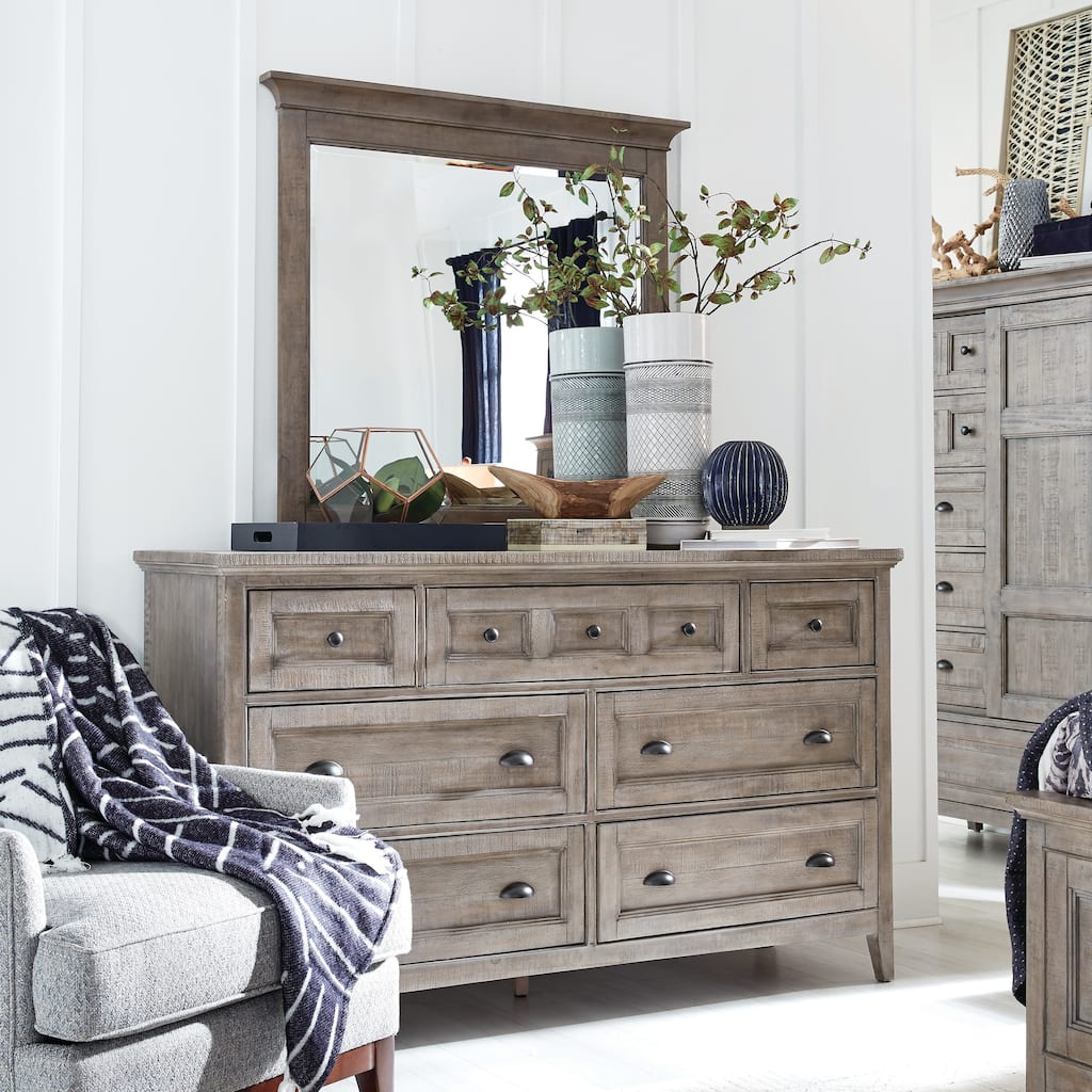 Magnussen Home Paxton Place Dovetail Grey Drawer Dresser With Landscape Mirror