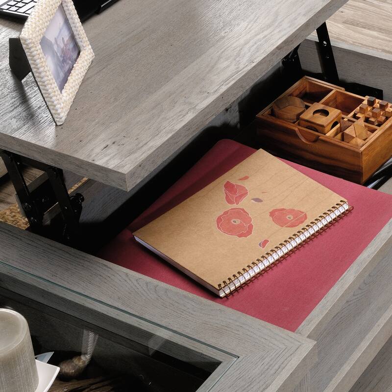 Wood Lift-Top Coffee Table with Hidden Storage, Brown - 42.56" L x 19.02" W x 18.98" H