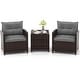 preview thumbnail 4 of 81, Costway 3PCS Patio Rattan Furniture Set Cushioned Conversation Set - See Details