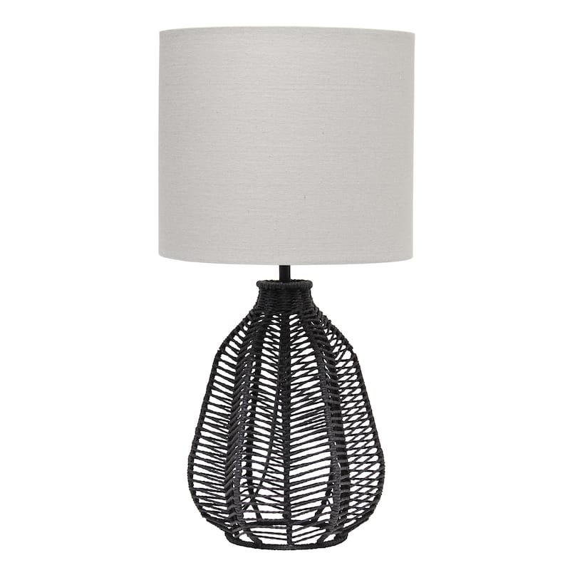 21 in. Coastal Paper Rope Rattan Table Lamp