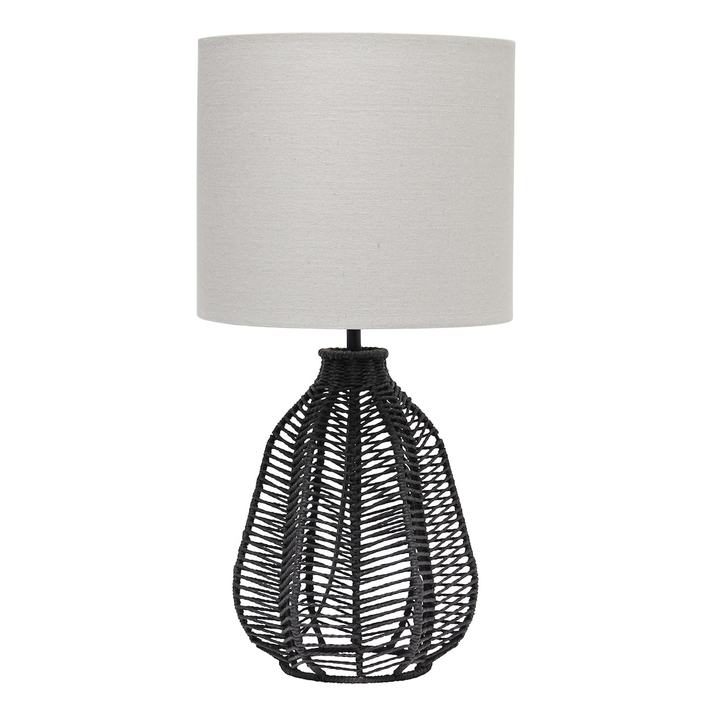 21 in. Coastal Paper Rope Rattan Table Lamp