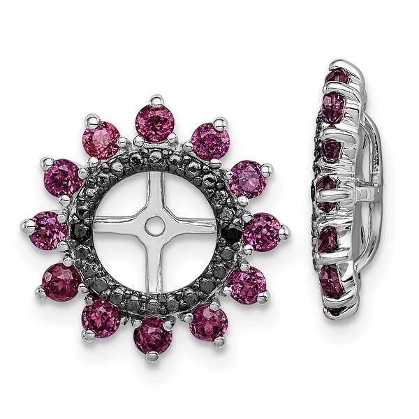 925 Sterling Silver Rhodium Diamond and Rhodolite Garnet Earring Jacket 925 Sterling Silver Rhodium Diamond and Rhodolite Garnet Earring Jacket