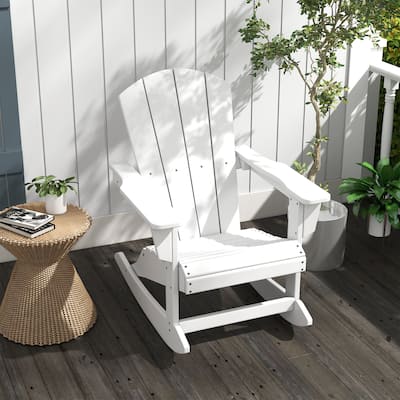 Outsunny Adirondack Rocking Chair, All Weather HDPE Porch Rocker, Rocking Fire Pit Chair for Patio, Garden, Lawn, White