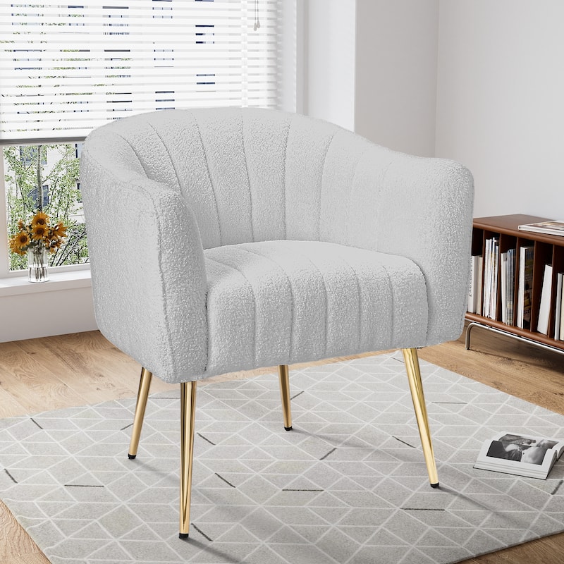 Ouyessir Oversized Modern Upholstered Accent Chair with Tufted Back - Teddy-Grey