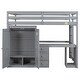 preview thumbnail 14 of 15, Gray Full Size Twin Size Pine Wood Loft Bed with Desk and Storage Drawers