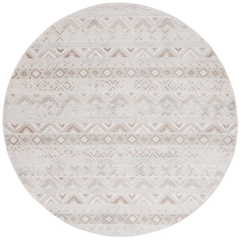 SAFAVIEH Hanna Tania Boho Tribal Rug - 6'7" Round - Ivory/Beige