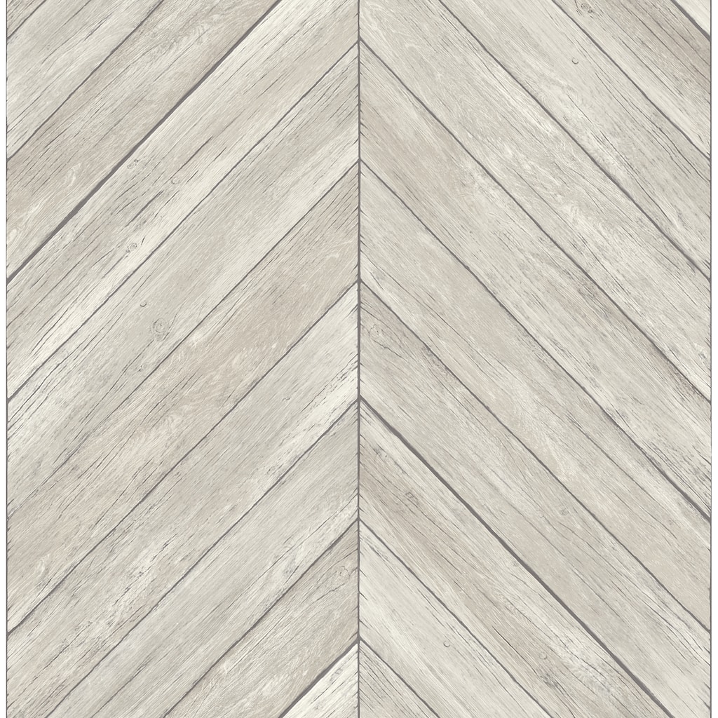 Wood Avalon Parisian Dove Chevron Wood 33' L X 20.5" W Wallpaper Roll