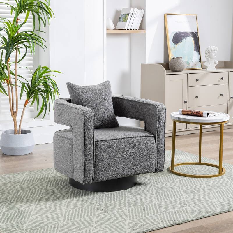 Accent Open Back Chair Modern Comfy Sofa Chair With Base, Club Chair Leisure Arm Chair For Lounge