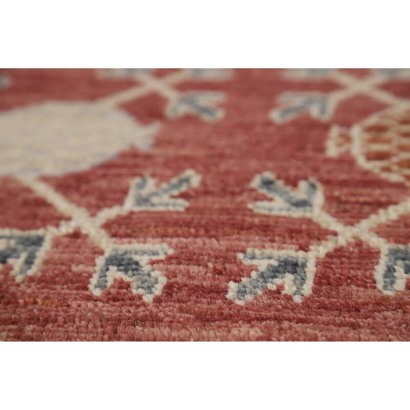 Hand Knotted Oriental 100% Wool Carpet Transitional All-Over Red Oushak Area Rug - 11' 11'' X 9' 4''