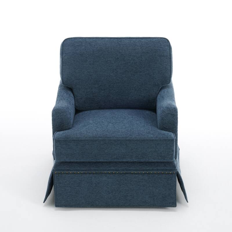 Skirted Swivel Accent Nailhead Barrel Chair