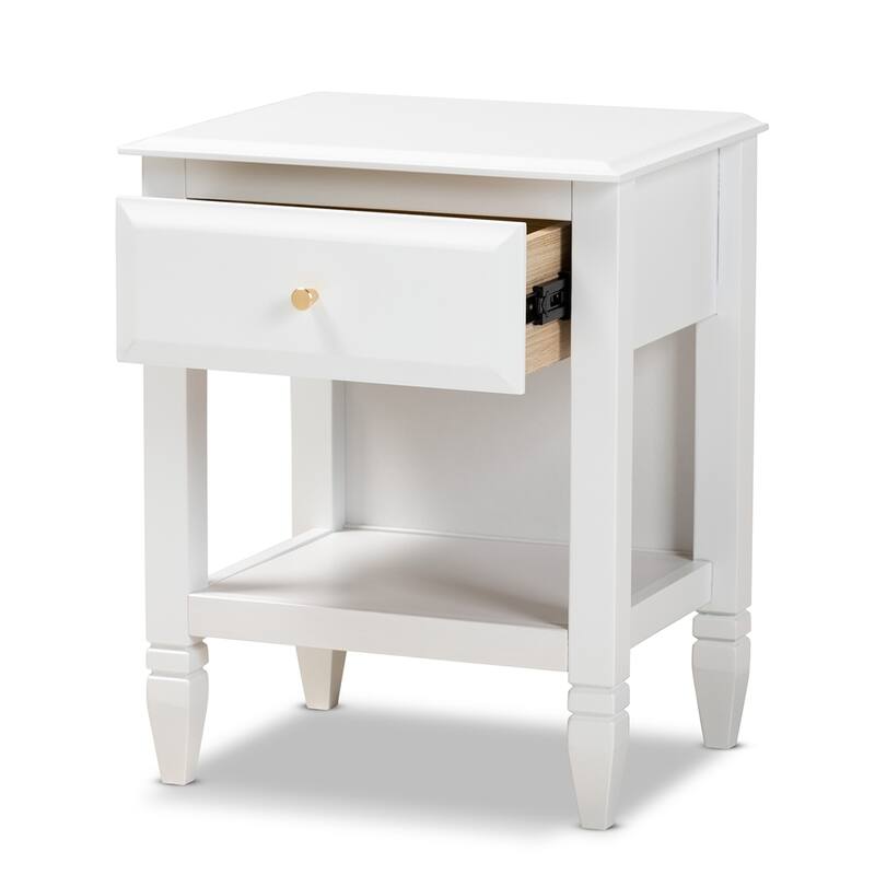Naomi Classic and Transitional White Finished Wood 1-Drawer Bedroom Nightstand