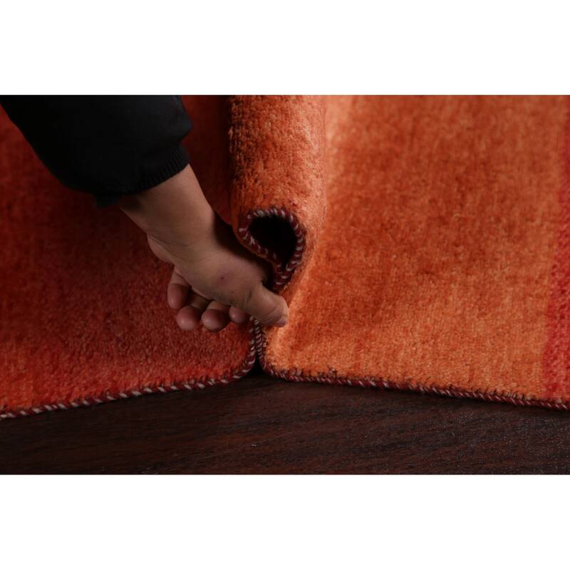 Striped Contemporary Oriental Gabbeh Kashkoli Wool Runner Rug Handmade - 3'1" x 15'7"