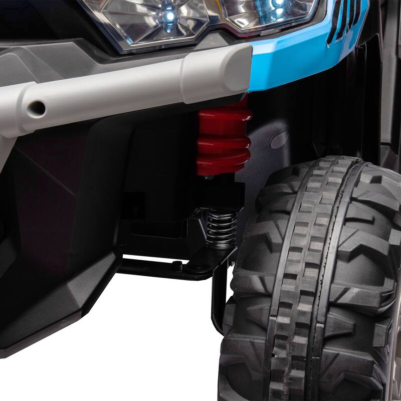 Two-Seater 24V Battery Powered Ride-On Dump Truck Motors, Shovel, MP3, LED Lights, and Parental Control for Boys and Girls