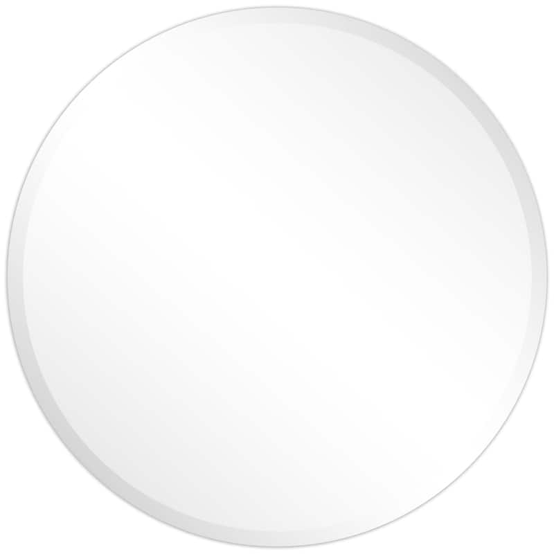 Unframed Beveled Round Wall Mirror, Bedroom, Bathroom Mirror, Vanity, Ready to Hang - 30 in. x 0.39 in. x 30 in.