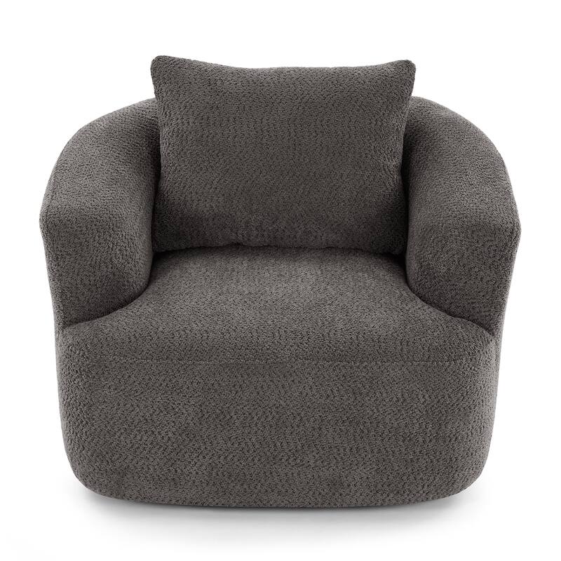 360° Swivel Chair, 38.2" Accent Chair Sofa, Upholstered Swivel Barrel Sofa Chair with a Throw Pillow for Living Room, Bedroom