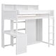 preview thumbnail 11 of 11, Elegant Sturdy Wood Twin Loft bed with Multiple Storage Shelves and Wardrobe, Built-in desk and Full-length Guardrails, White