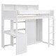 preview thumbnail 11 of 11, Twin Size Loft Kids Bed Frame with Storage Shelves, Wardrobe, and Desk, White
